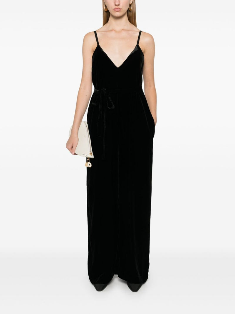 Gold Hawk Gold Hawk V-back wide leg Velvet jumpsuit