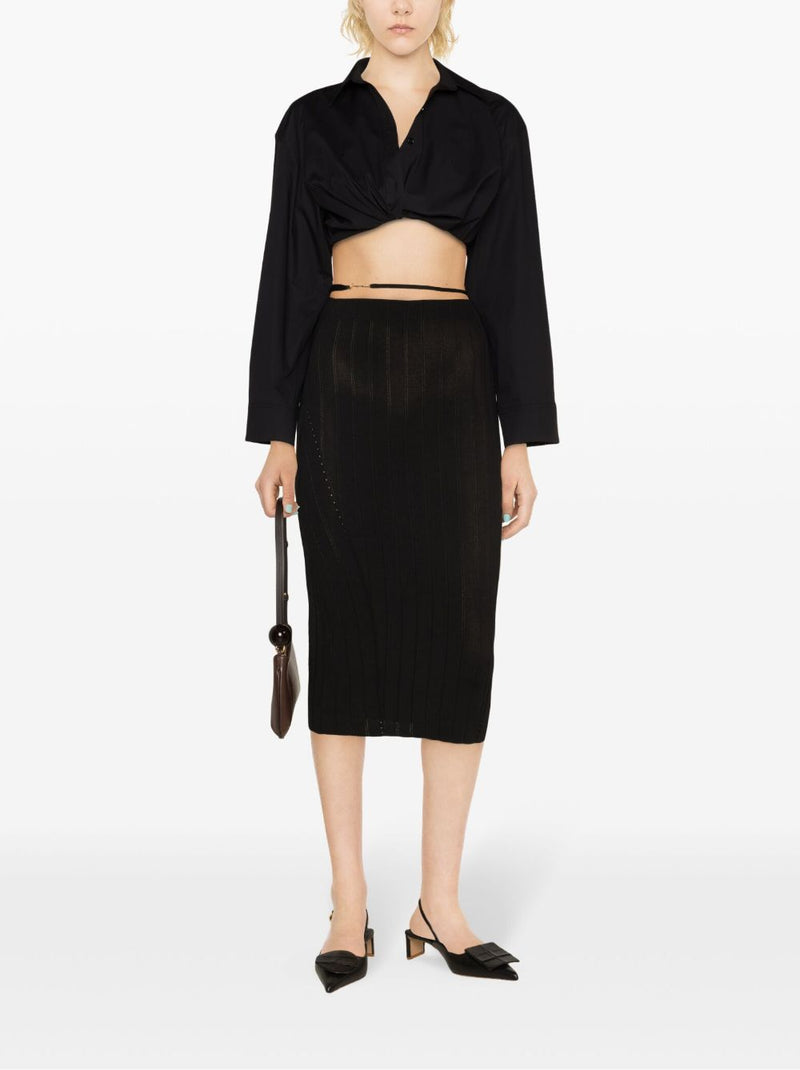 JACQUEMUS La Jupe Pralu midi skirt | Urbalenti™ NYC