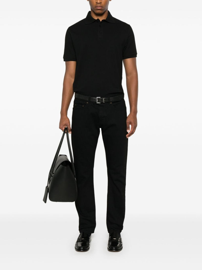 Saint Laurent Cassandre Polo Shirt - Black Cotton | Urbalenti | Urbalent... | Urbalenti™ NYC