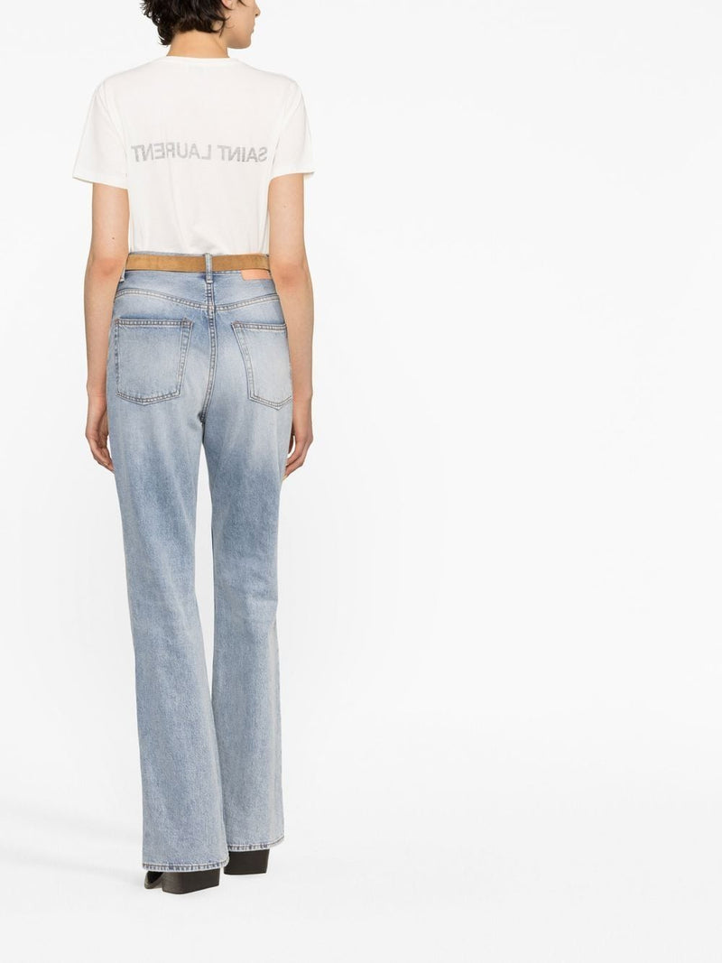 Saint Laurent Reverse Logo Print T-shirt - Cotton | Urbalenti | Urbalent... | Urbalenti™ NYC