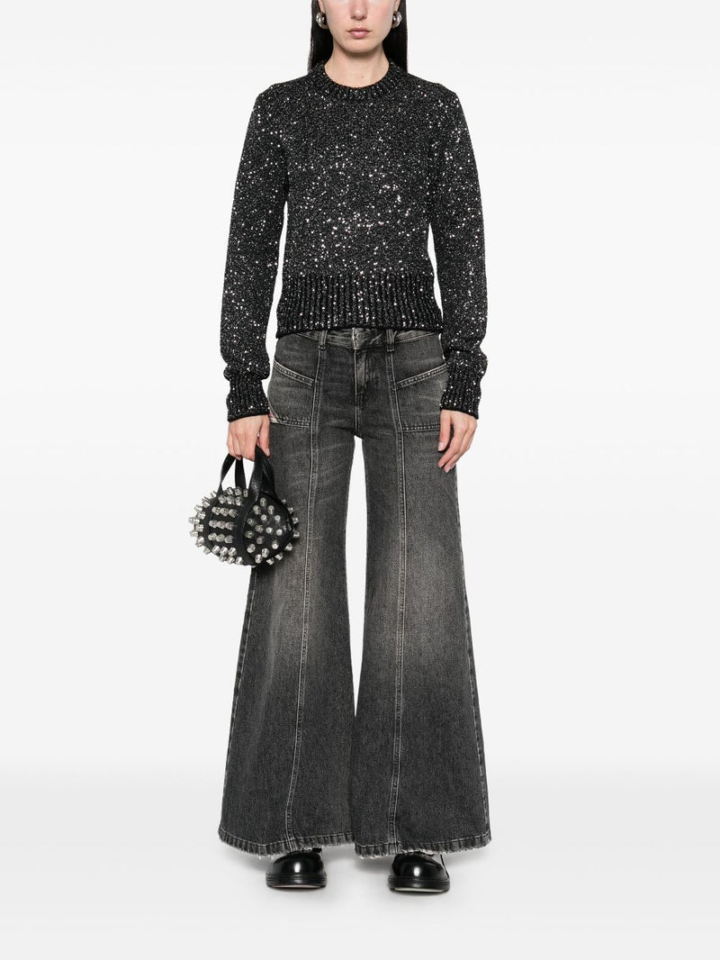 Golden Goose wool blend cropped sweater with all-over sequins | Urbalent... | Urbalenti™ NYC