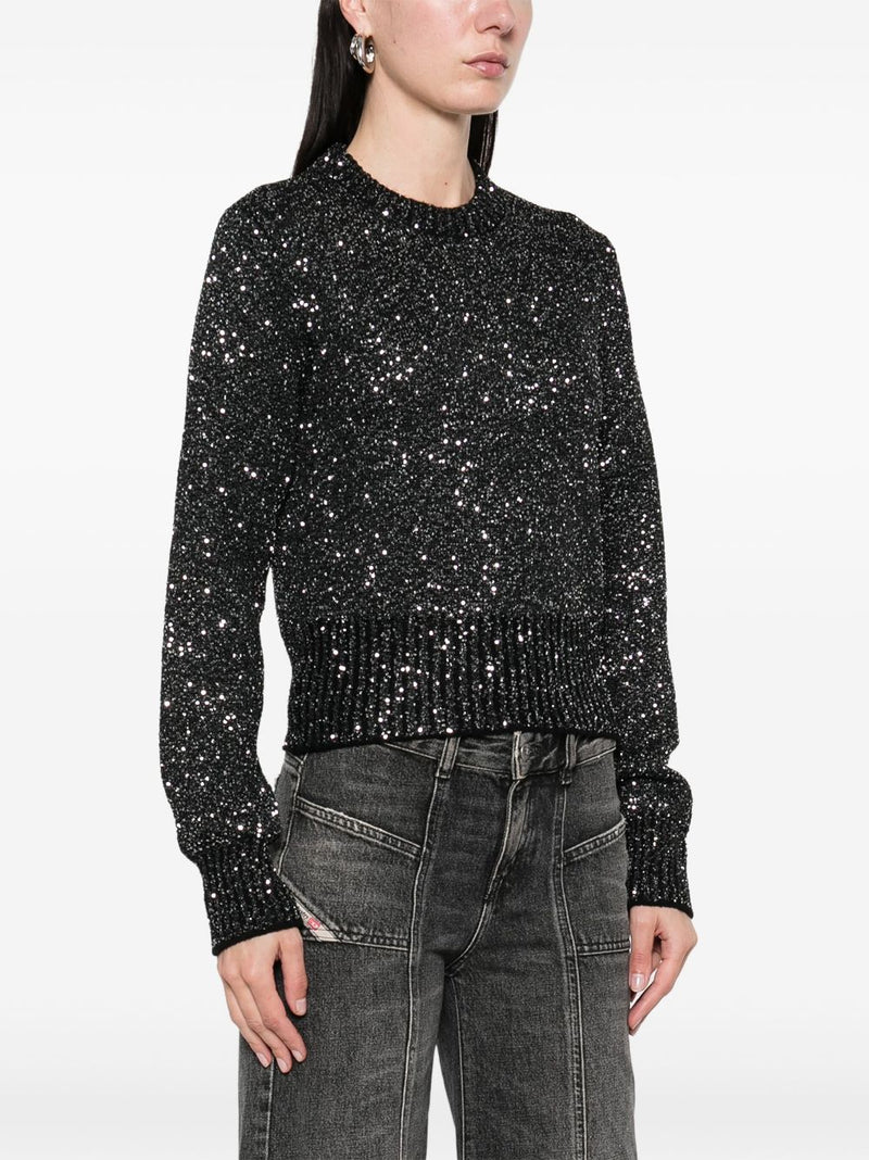 Golden Goose wool blend cropped sweater with all-over sequins | Urbalent... | Urbalenti™ NYC