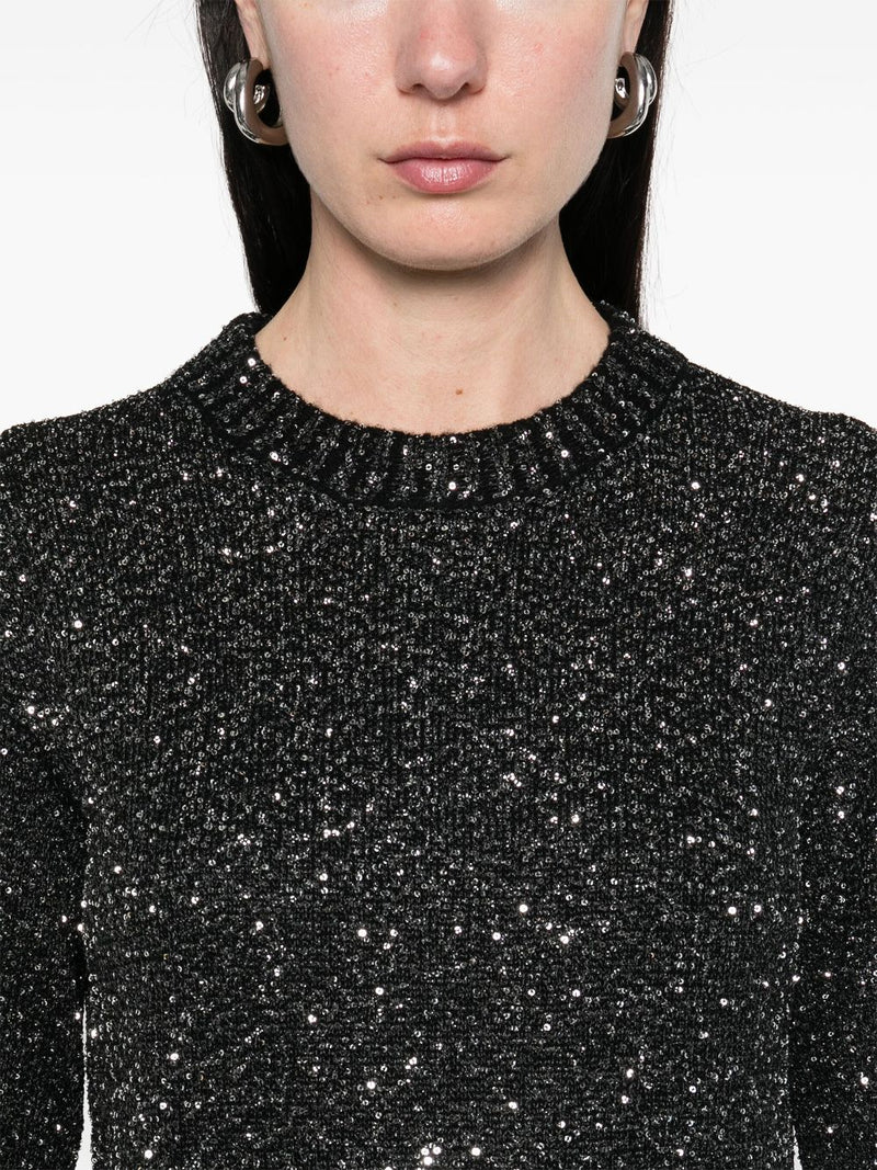 Golden Goose wool blend cropped sweater with all-over sequins | Urbalent... | Urbalenti™ NYC