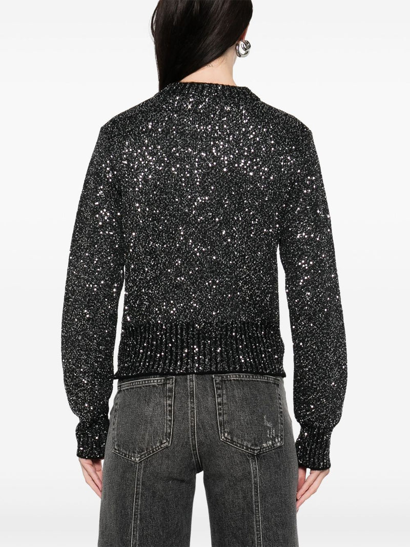Golden Goose wool blend cropped sweater with all-over sequins | Urbalent... | Urbalenti™ NYC
