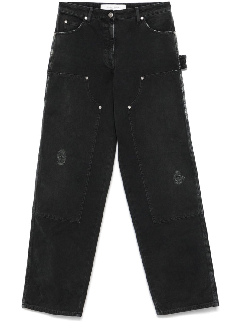 Golden Goose jeans with distressed effect and front patches | Urbalenti™ NYC