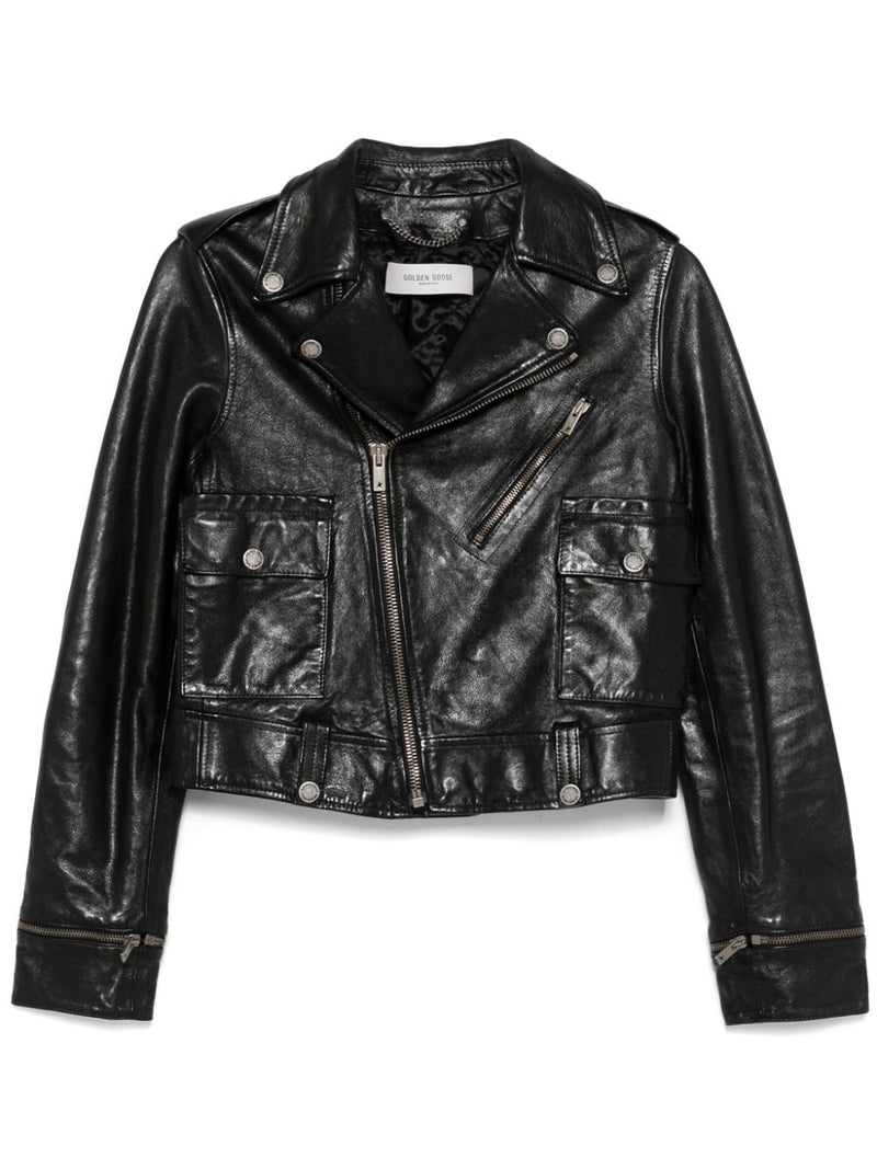 Golden Goose leather jacket with shiny effect | Urbalenti™ NYC