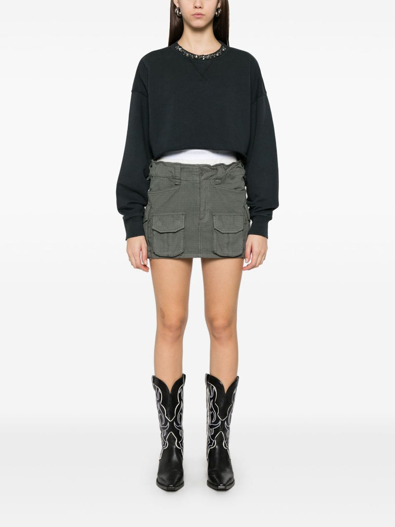 Golden Goose Cropped Cotton Sweatshirt with Crystals on the Front | Urba... | Urbalenti™ NYC