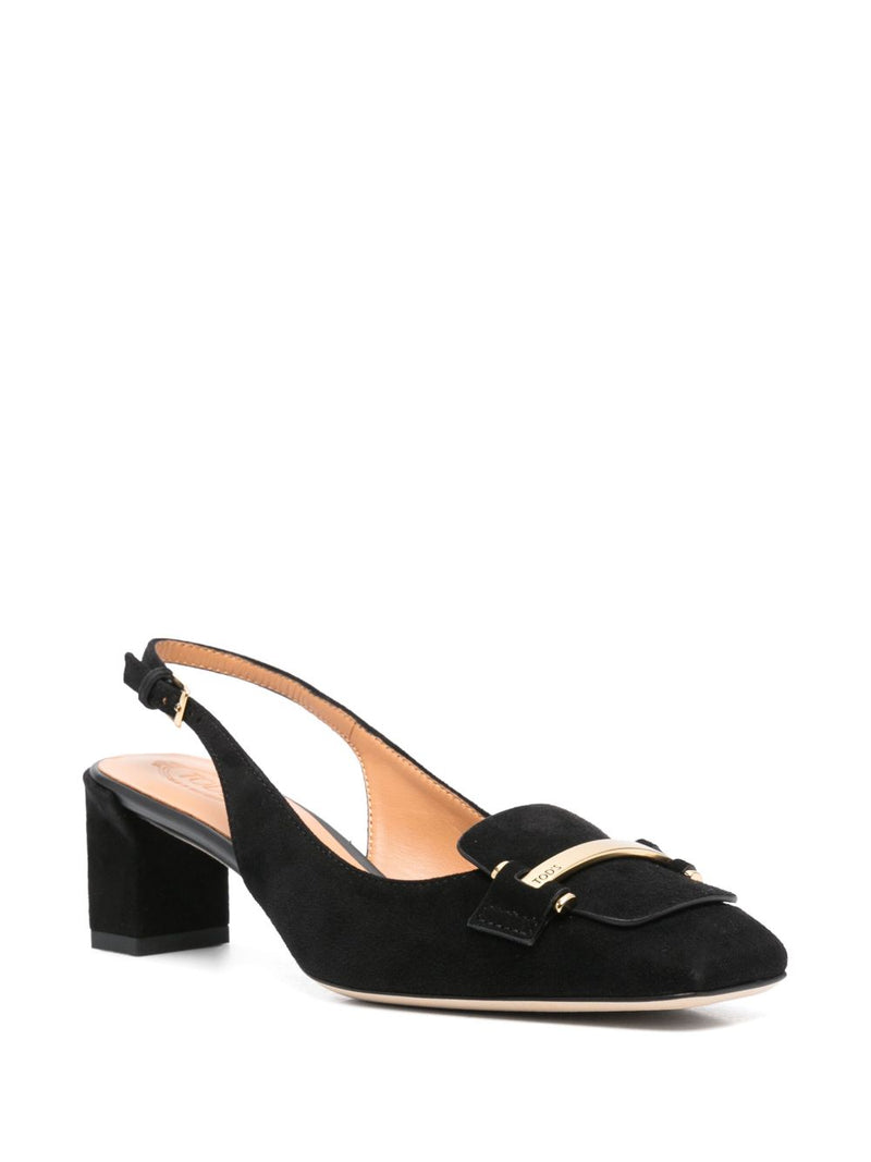 Tod'S 50mm Suede Pumps with Back Strap | Urbalenti™ NYC