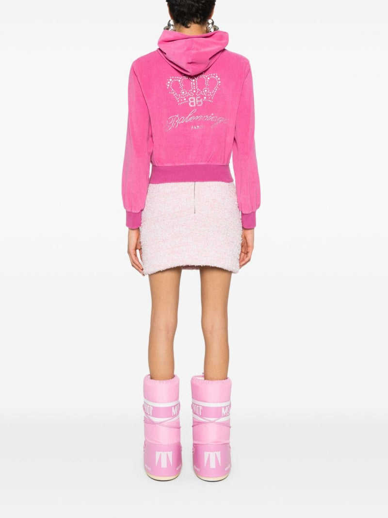 Balenciaga Rhinestone-logo zipped hoodie | Urbalenti™ NYC