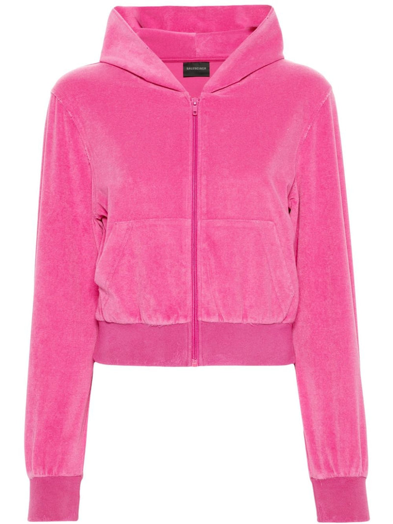 Balenciaga Rhinestone-logo zipped hoodie | Urbalenti™ NYC