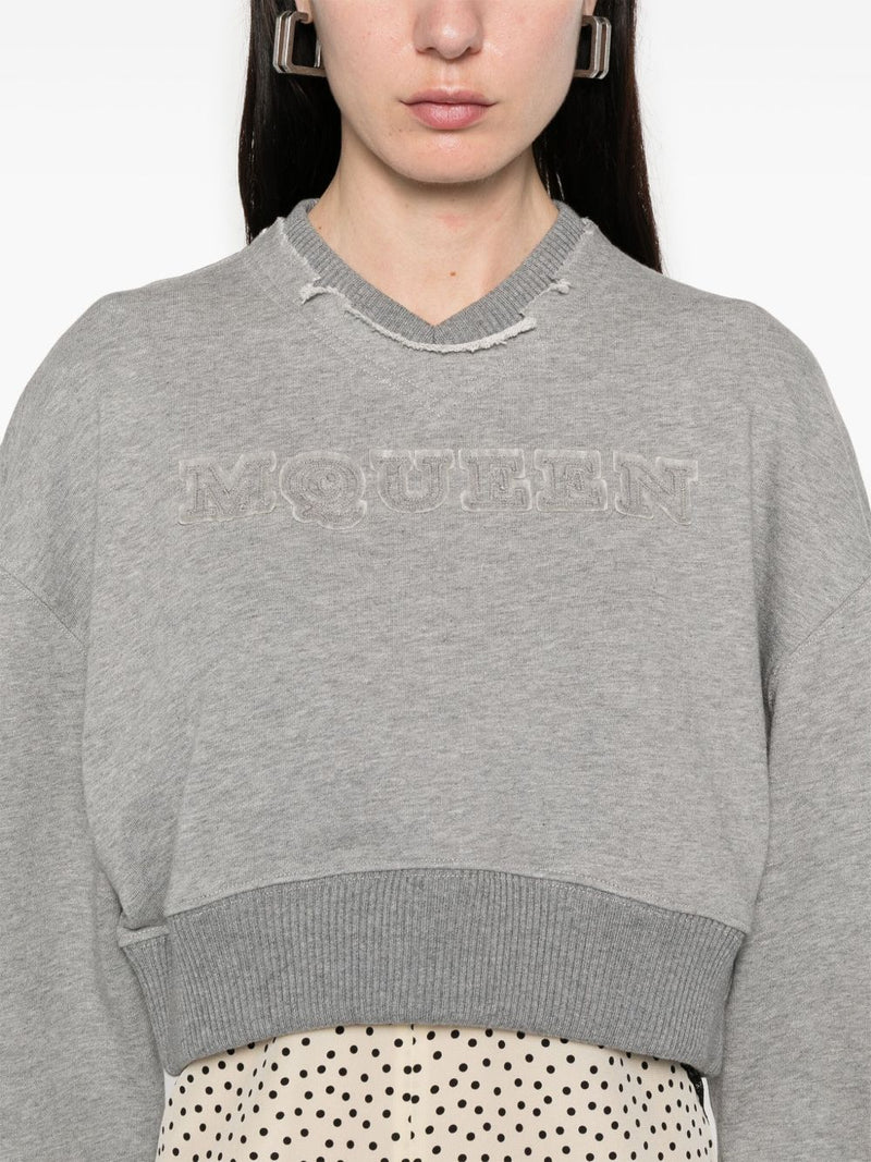 Alexander McQueen Crop sweatshirt with logo | Urbalenti™ NYC