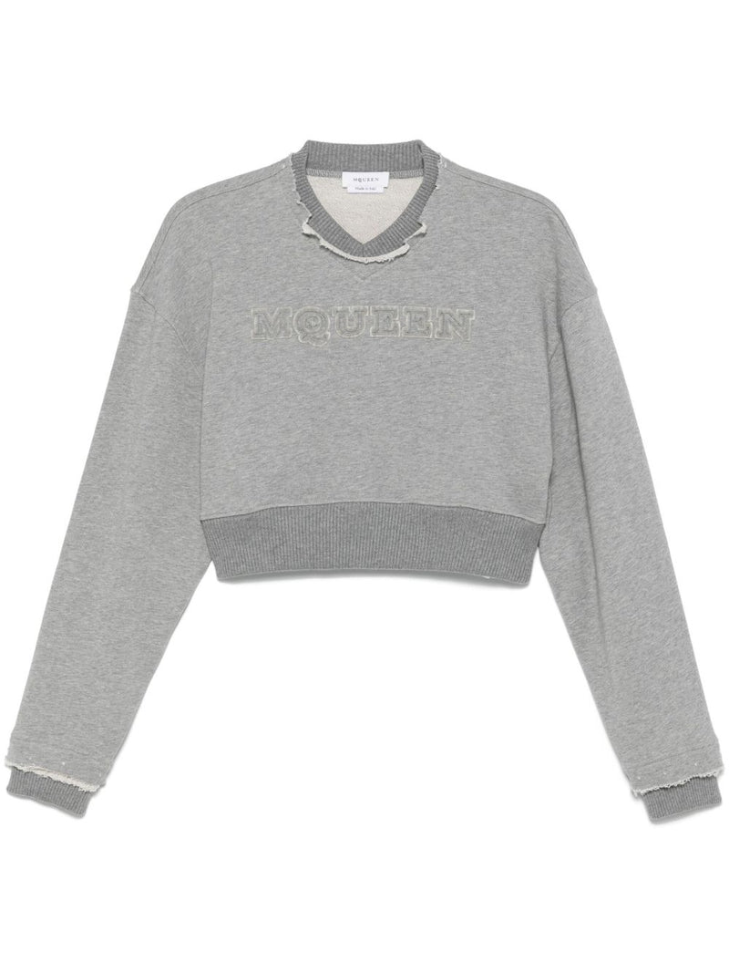 Alexander McQueen Crop sweatshirt with logo | Urbalenti™ NYC