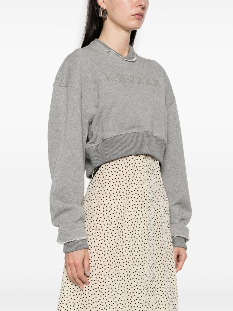 Alexander McQueen Crop sweatshirt with logo | Urbalenti™ NYC