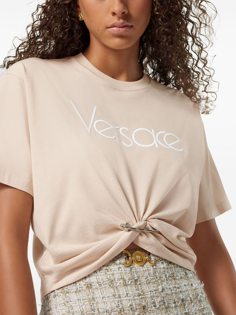 Versace 1978 Re-Edition Logo Safety Pin Short T-Shirt | Urbalenti™ NYC