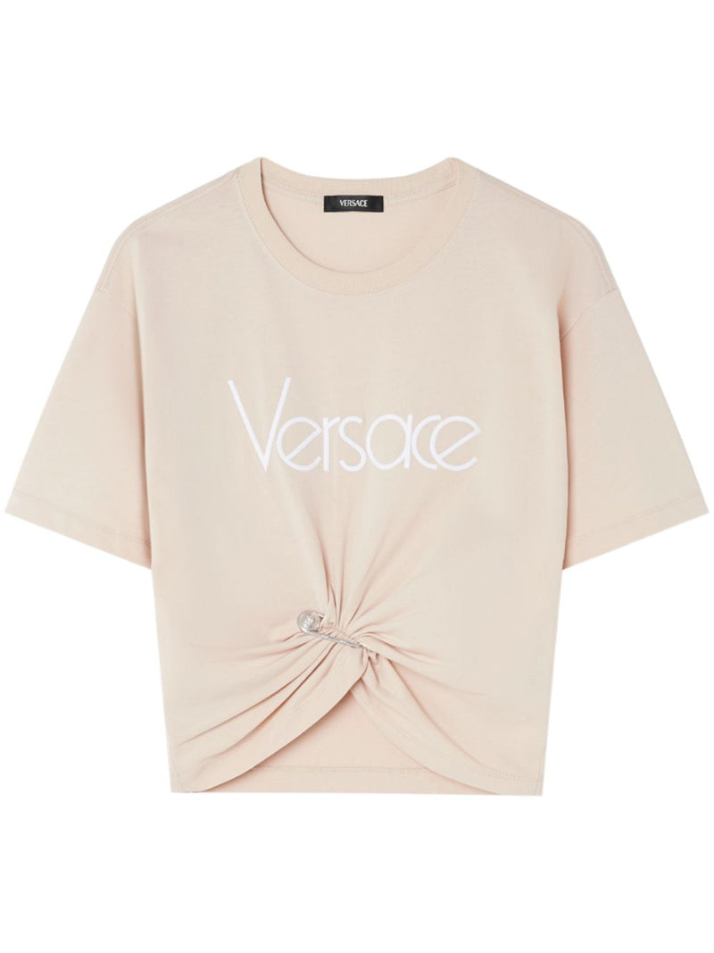 Versace 1978 Re-Edition Logo Safety Pin Short T-Shirt | Urbalenti™ NYC