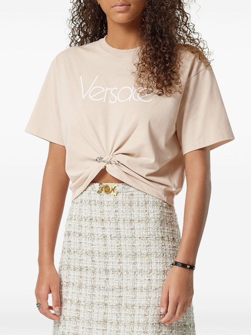 Versace 1978 Re-Edition Logo Safety Pin Short T-Shirt | Urbalenti™ NYC
