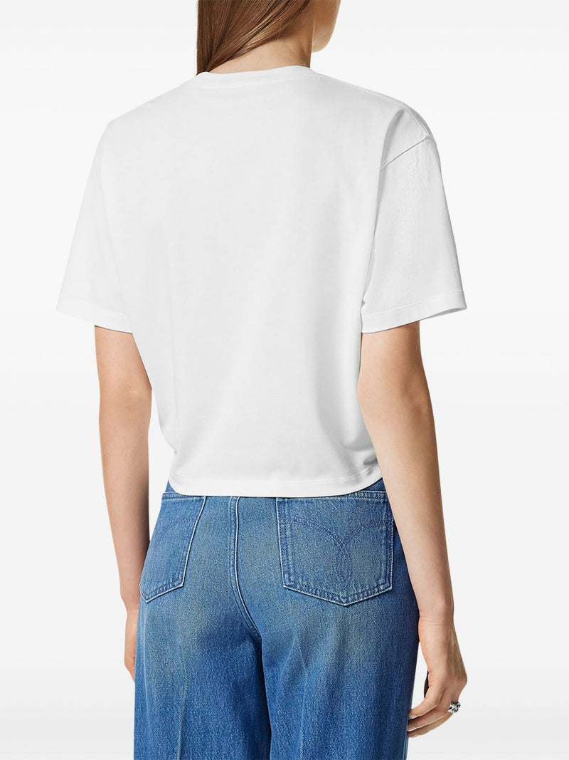 Versace logo-embroidered T-Shirt in white | URBALENTI™