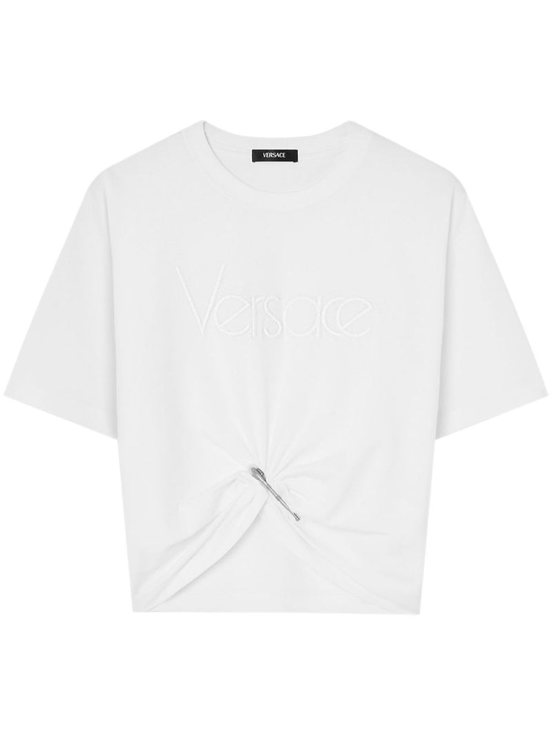 Versace logo-embroidered T-Shirt in white | URBALENTI™