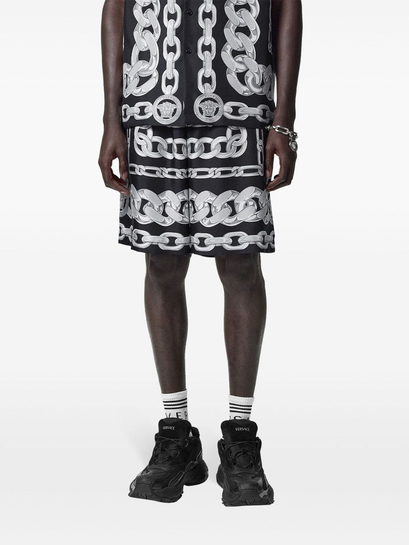Versace Medusa Chains Silk Shorts | Urbalenti™ NYC