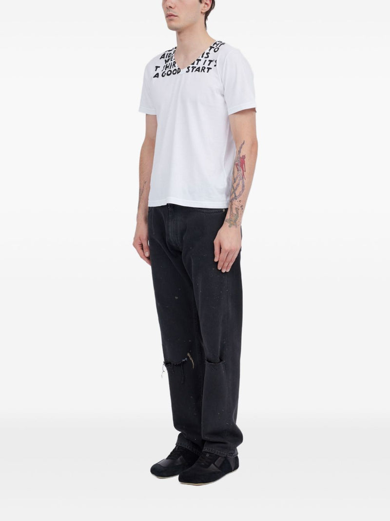 MM6 Maison Margiela V-neck short sleeves straight he... | Urbalenti™ NYC
