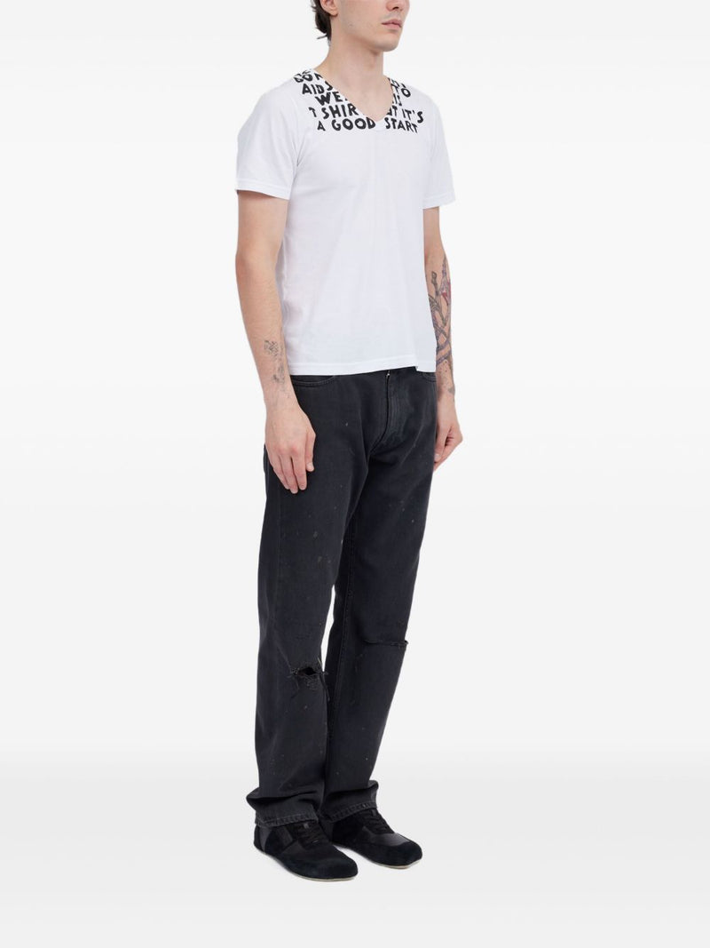 MM6 Maison Margiela V-neck short sleeves straight he... | Urbalenti™ NYC