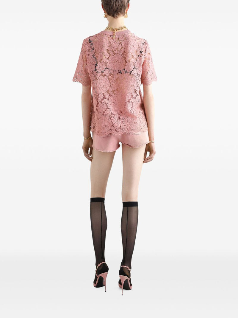 Dolce & Gabbana corded lace short sleeved T-Shirt | Urbalenti | Urbalent... | Urbalenti™ NYC