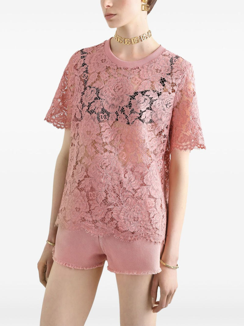 Dolce & Gabbana corded lace short sleeved T-Shirt | Urbalenti | Urbalent... | Urbalenti™ NYC