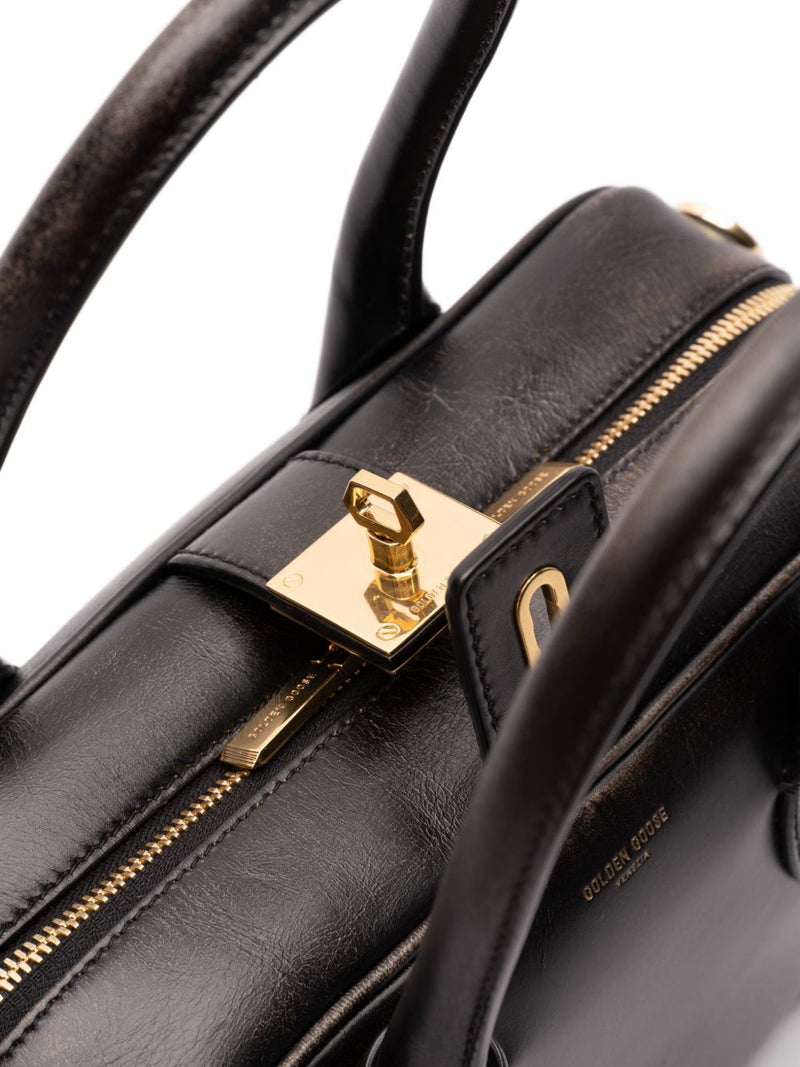 Golden Goose Vita Bag in smooth black leather and gold details | Urbalen... | Urbalenti™ NYC