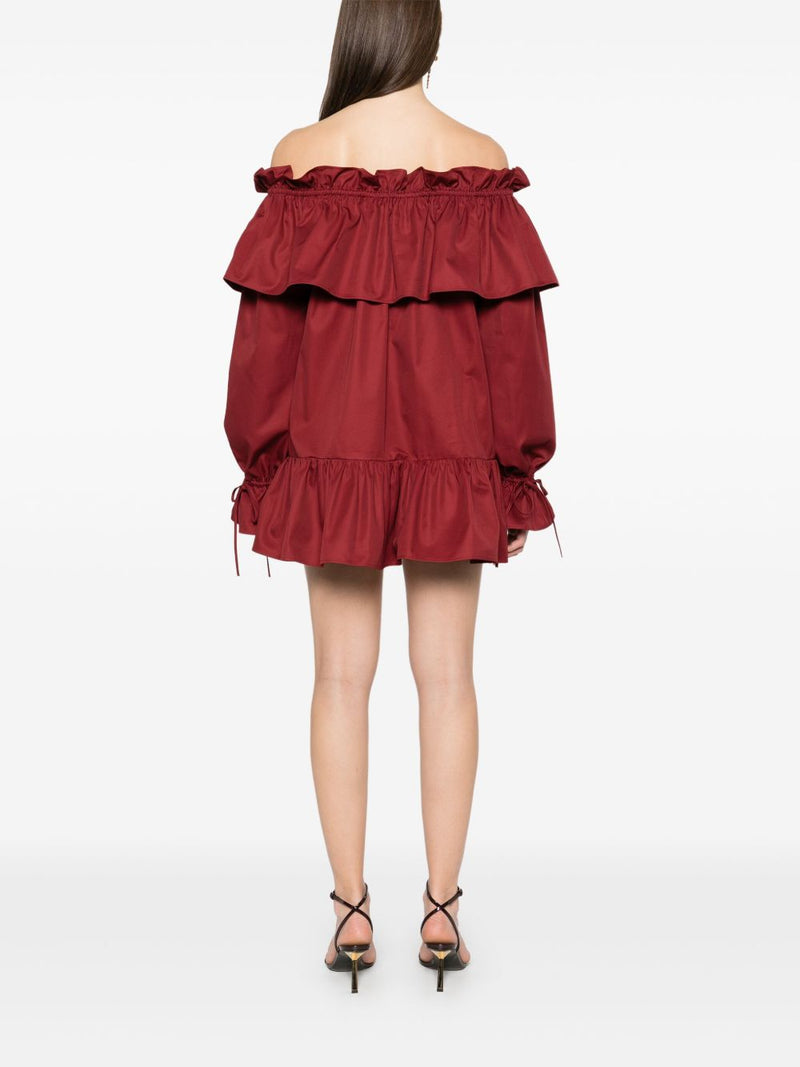 Saint Laurent ruffled cotton mini dress | Urbalenti™ NYC