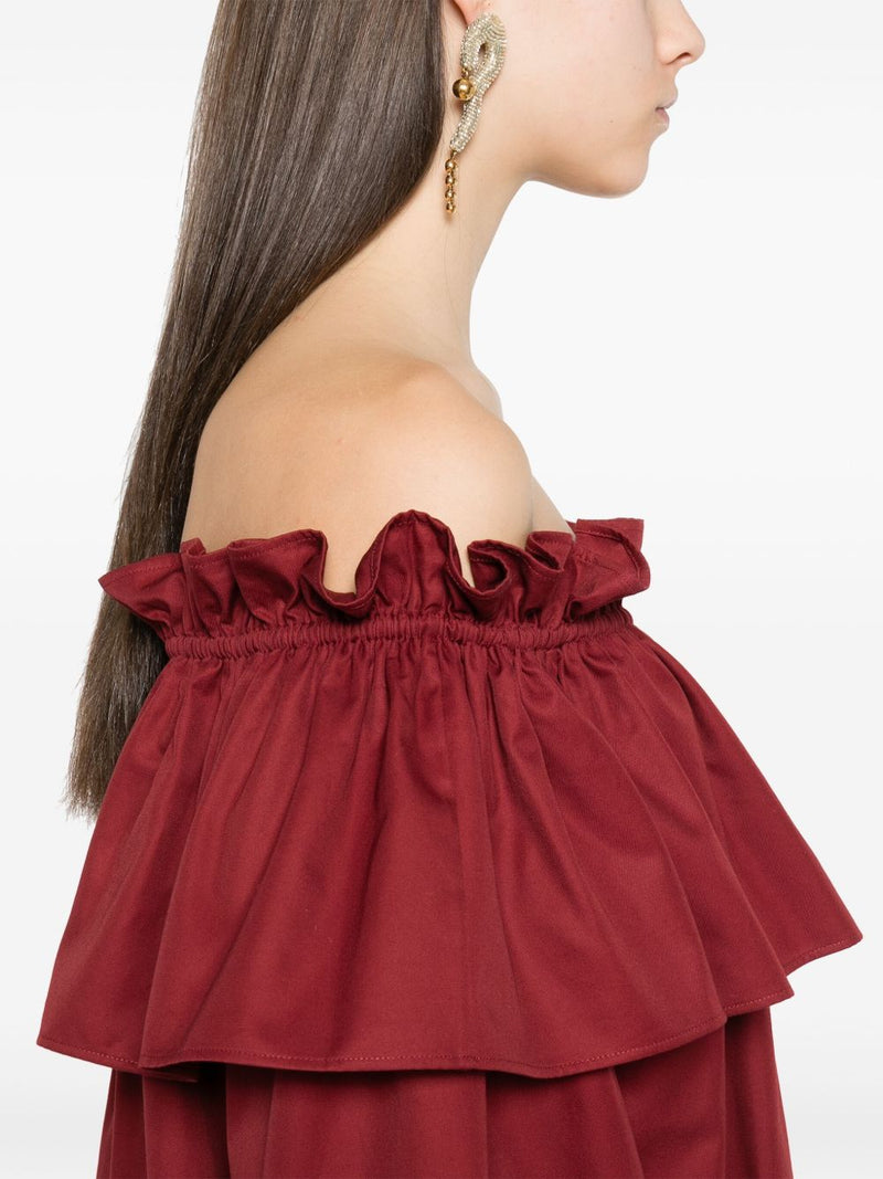 Saint Laurent ruffled cotton mini dress | Urbalenti™ NYC