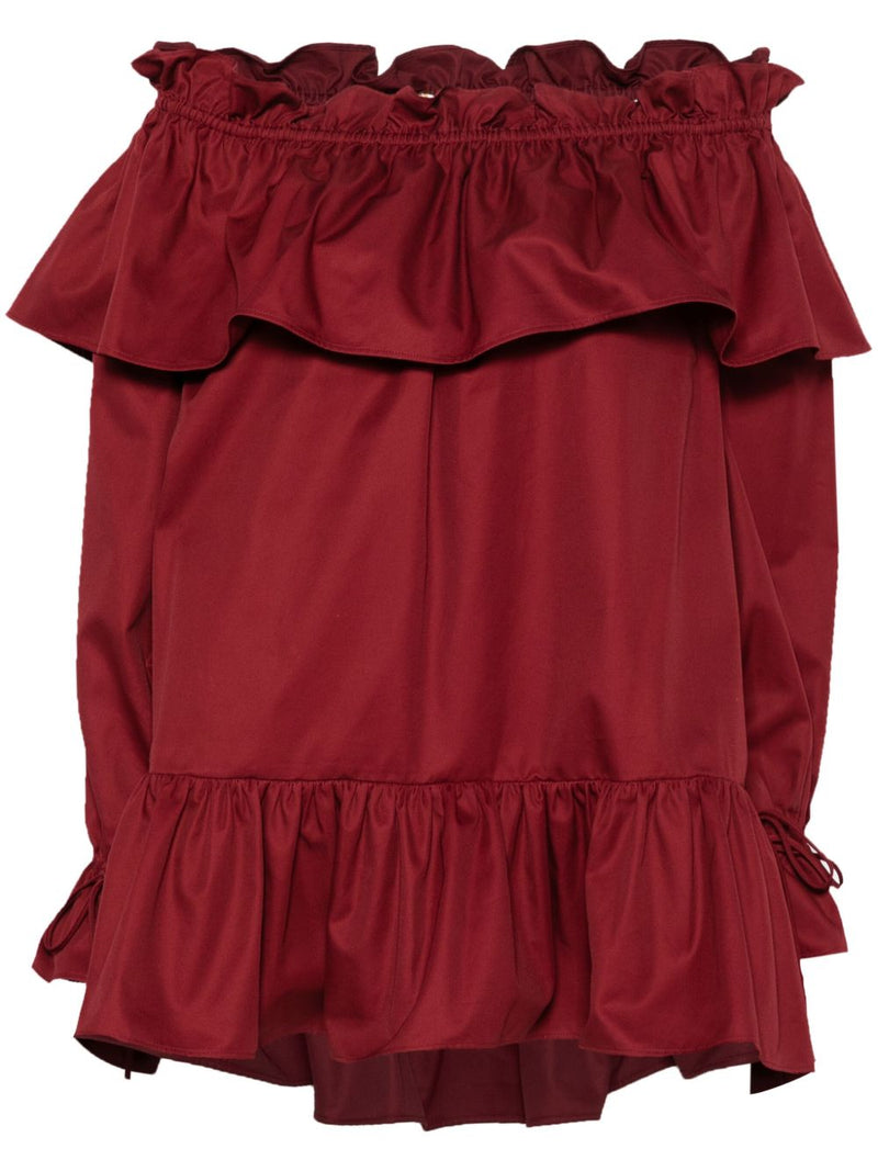 Saint Laurent ruffled cotton mini dress | Urbalenti™ NYC