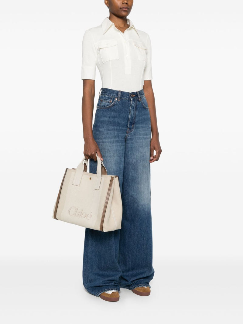 Chloé Carry canvas tote bag - Leather | Urbalenti™ NYC