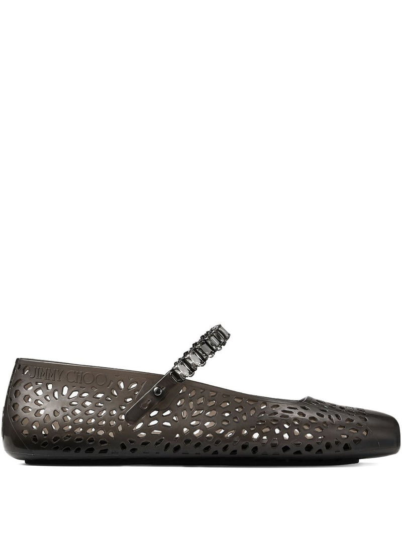Bailarinas Jimmy Choo The Jelly con Adorno de Cristal - Goma Negra | URBALENTI™