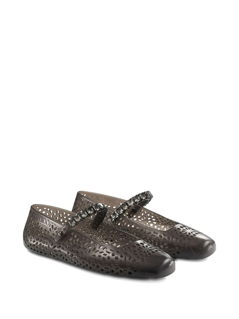 Bailarinas Jimmy Choo The Jelly con Adorno de Cristal - Goma Negra | URBALENTI™