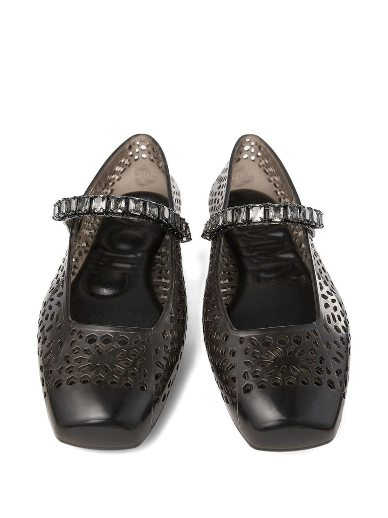 Bailarinas Jimmy Choo The Jelly con Adorno de Cristal - Goma Negra | URBALENTI™