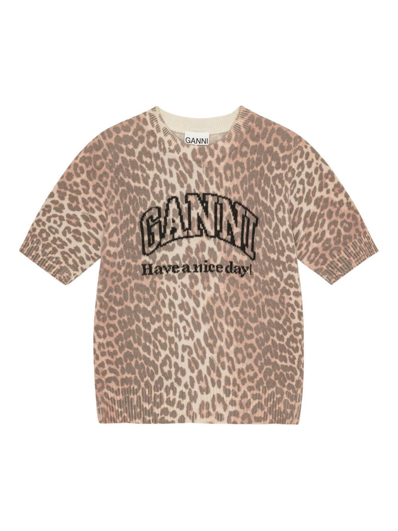 Ganni Ganni Logo wool t-shirt