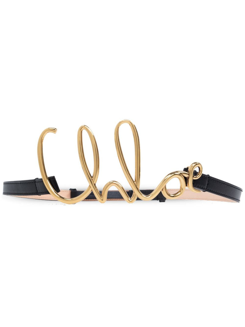 Cinturón de piel icónico Chloé - Piel negra | URBALENTI™