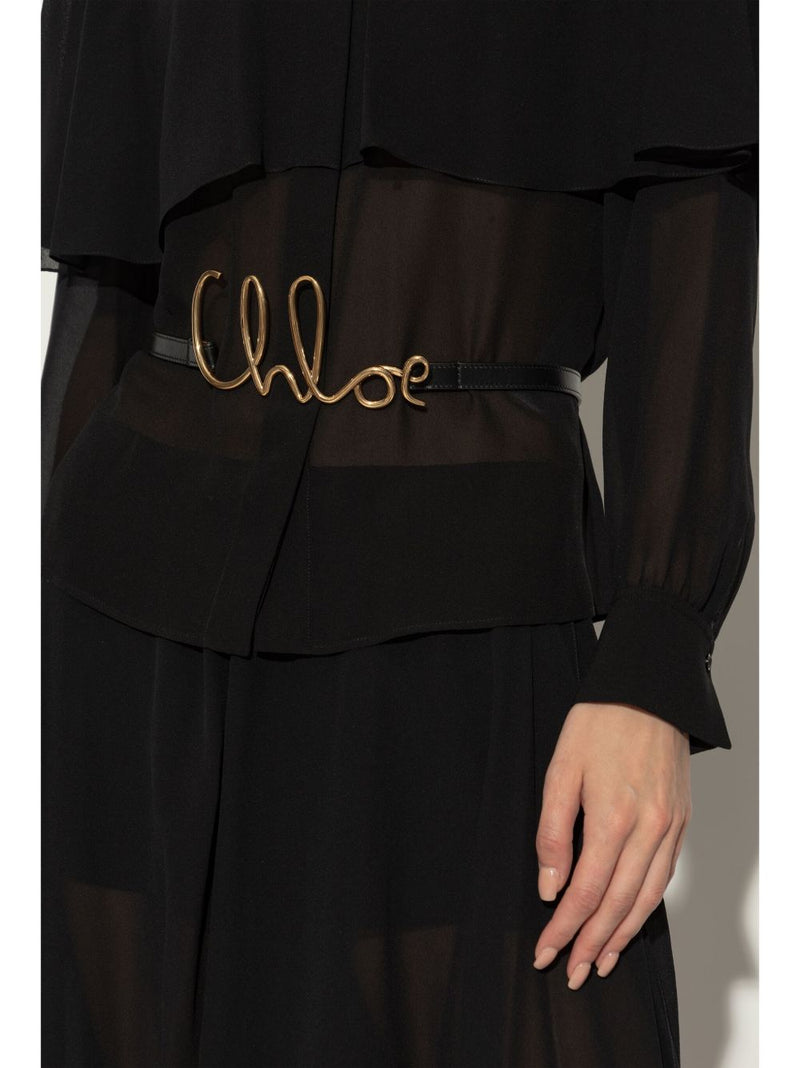 Cinturón de piel icónico Chloé - Piel negra | URBALENTI™