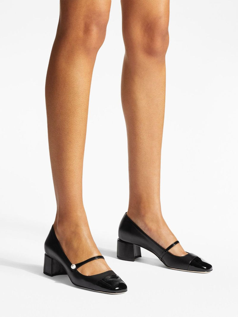 Jimmy Choo Elisa 45 Nappa and Patent Leather Pumps | Urbalenti | Urbalen... | Urbalenti™ NYC