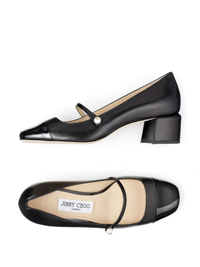 Jimmy Choo Elisa 45 Nappa and Patent Leather Pumps | Urbalenti | Urbalen... | Urbalenti™ NYC