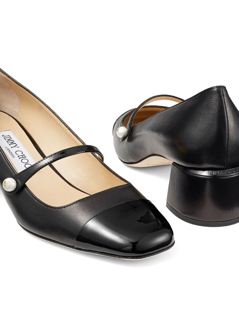 Jimmy Choo Elisa 45 Nappa and Patent Leather Pumps | Urbalenti | Urbalen... | Urbalenti™ NYC