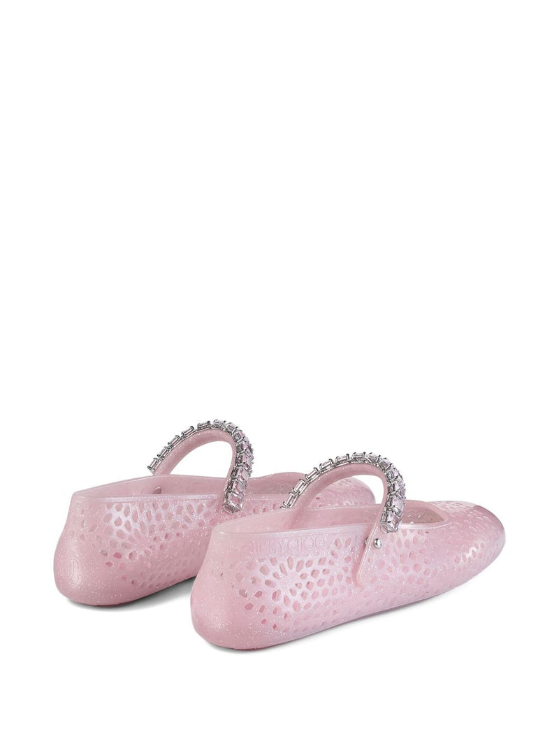 Jimmy Choo The Jelly Ballerina Flats with Crystal Embellishment - Pink R... | Urbalenti™ NYC