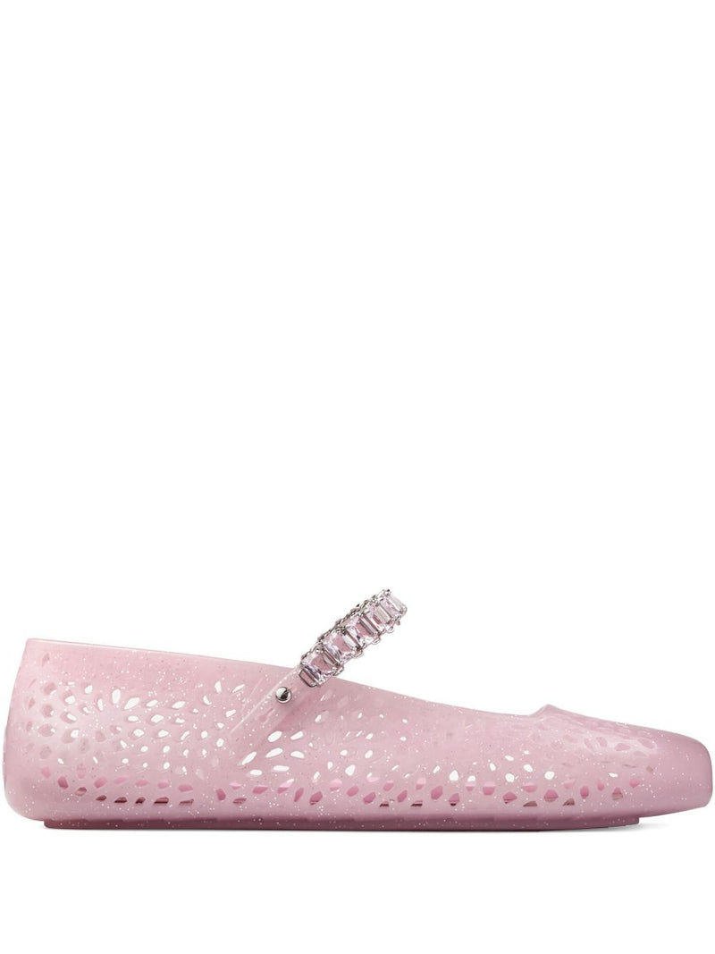 Jimmy Choo The Jelly Ballerina Flats with Crystal Embellishment - Pink R... | Urbalenti™ NYC