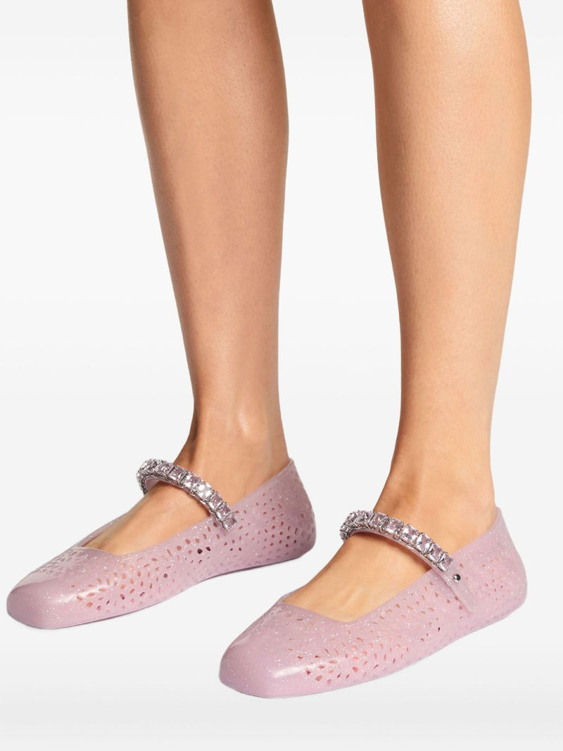 Jimmy Choo The Jelly Ballerina Flats with Crystal Embellishment - Pink R... | Urbalenti™ NYC