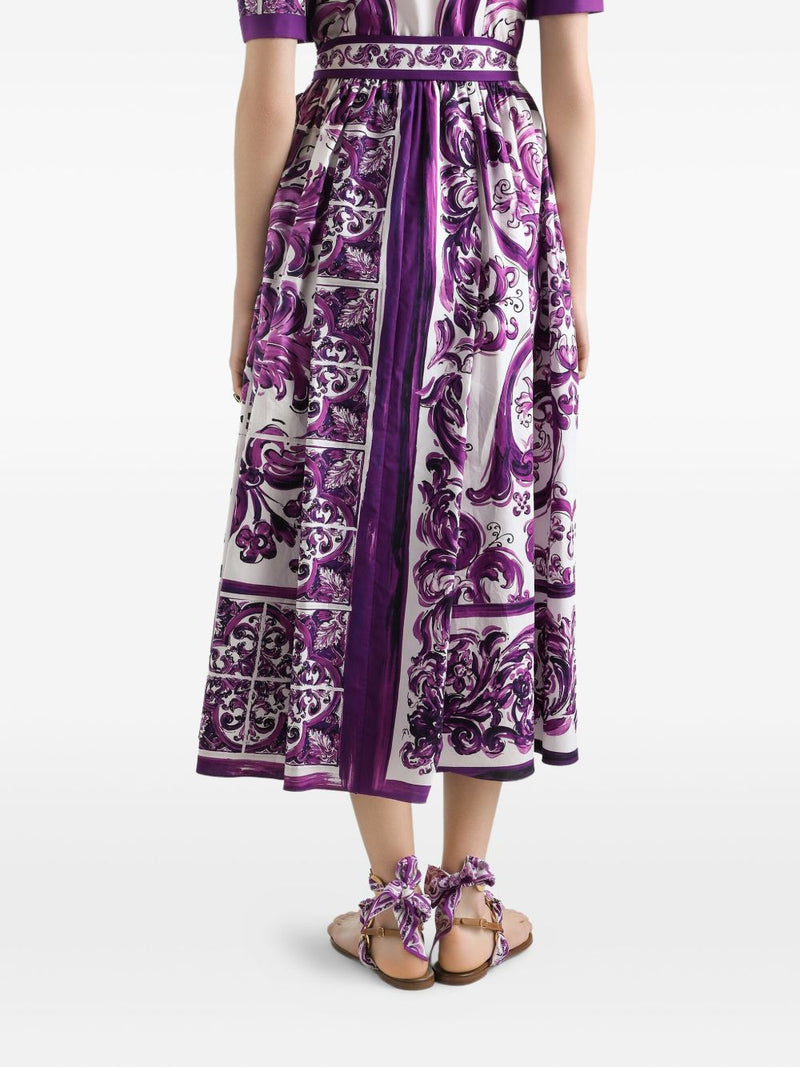 Vestido camisero de popelín con estampado Majolica de Dolce & Gabbana | URBALENTI™
