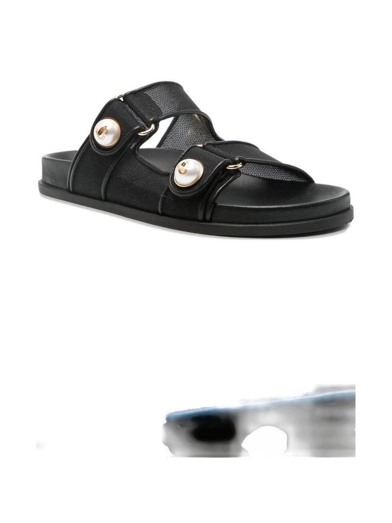 Jimmy Choo Fayence Sandal Low leather sandals with pearls | U... | Urbalenti™ NYC