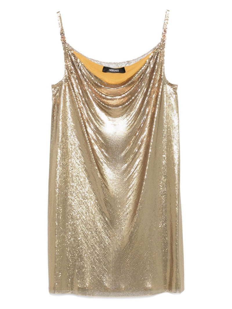 Versace Metallic mesh mini dress with slip | URBALENTI™