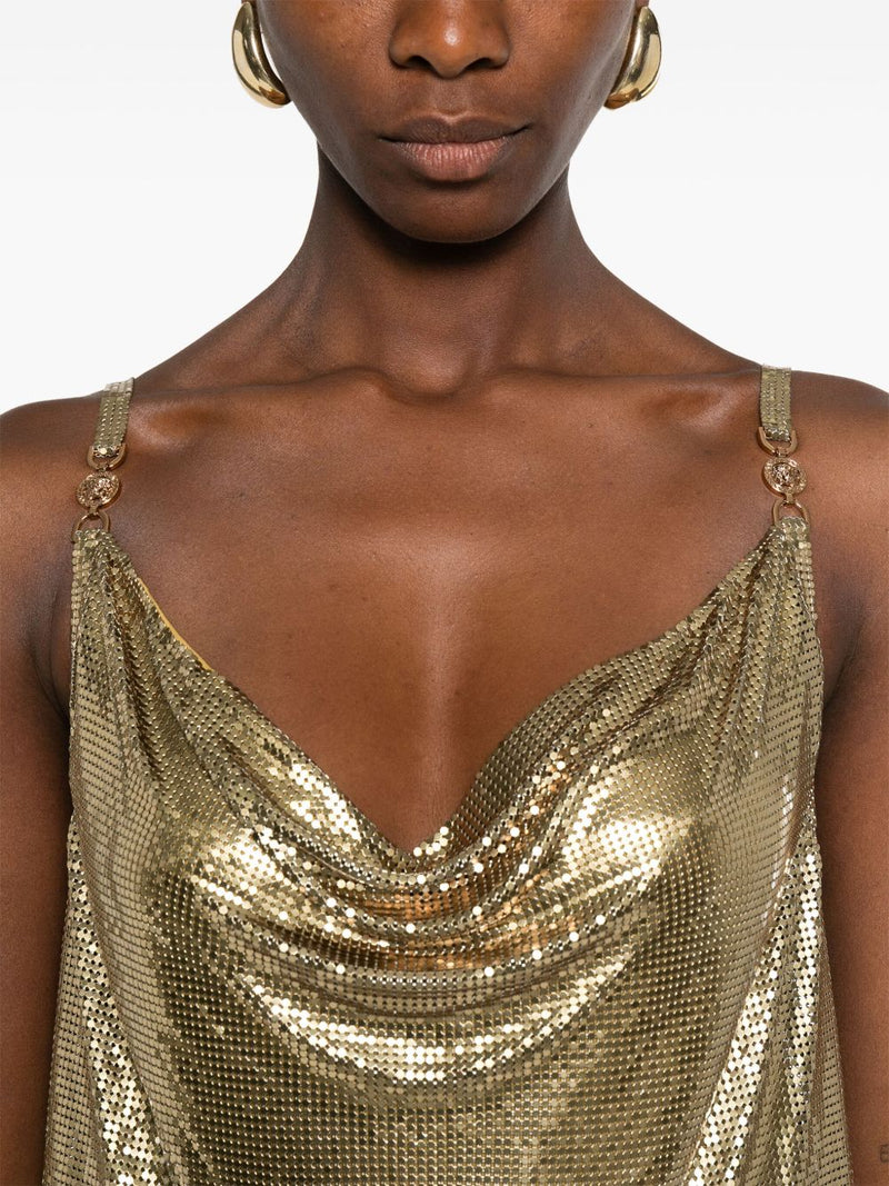 Versace Metallic mesh mini dress with slip | URBALENTI™