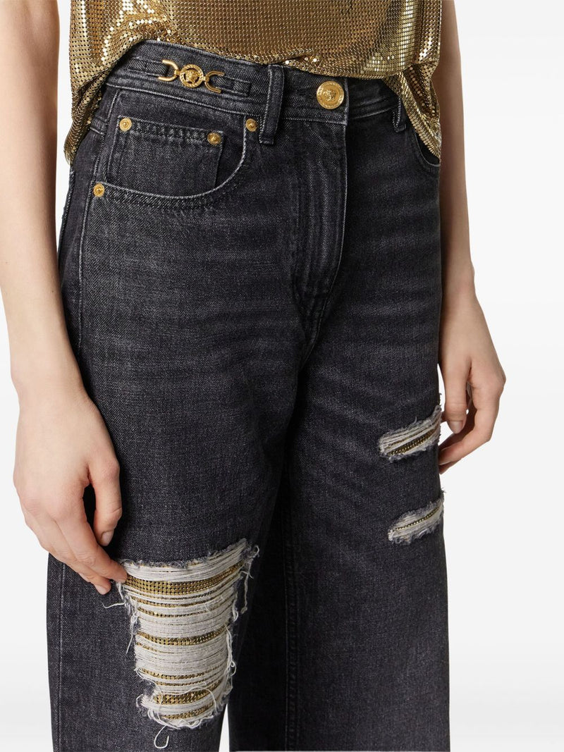 Jeans Versace de malla metálica de corte regular | URBALENTI™