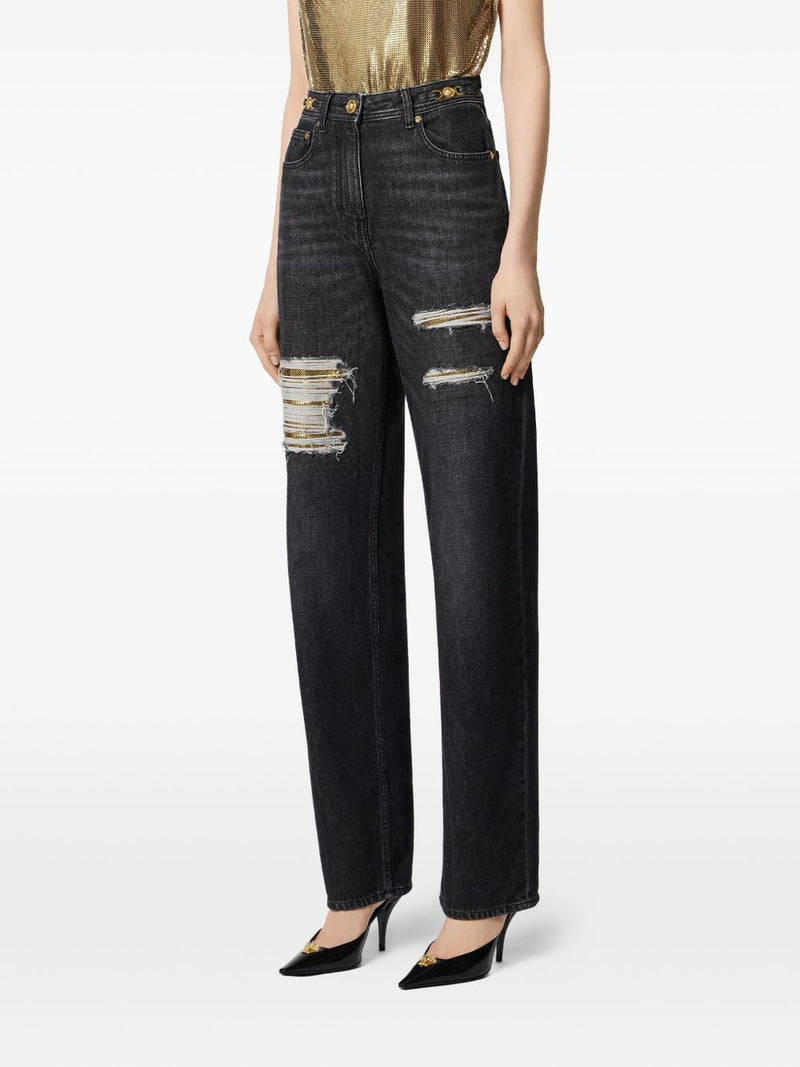 Jeans Versace de malla metálica de corte regular | URBALENTI™
